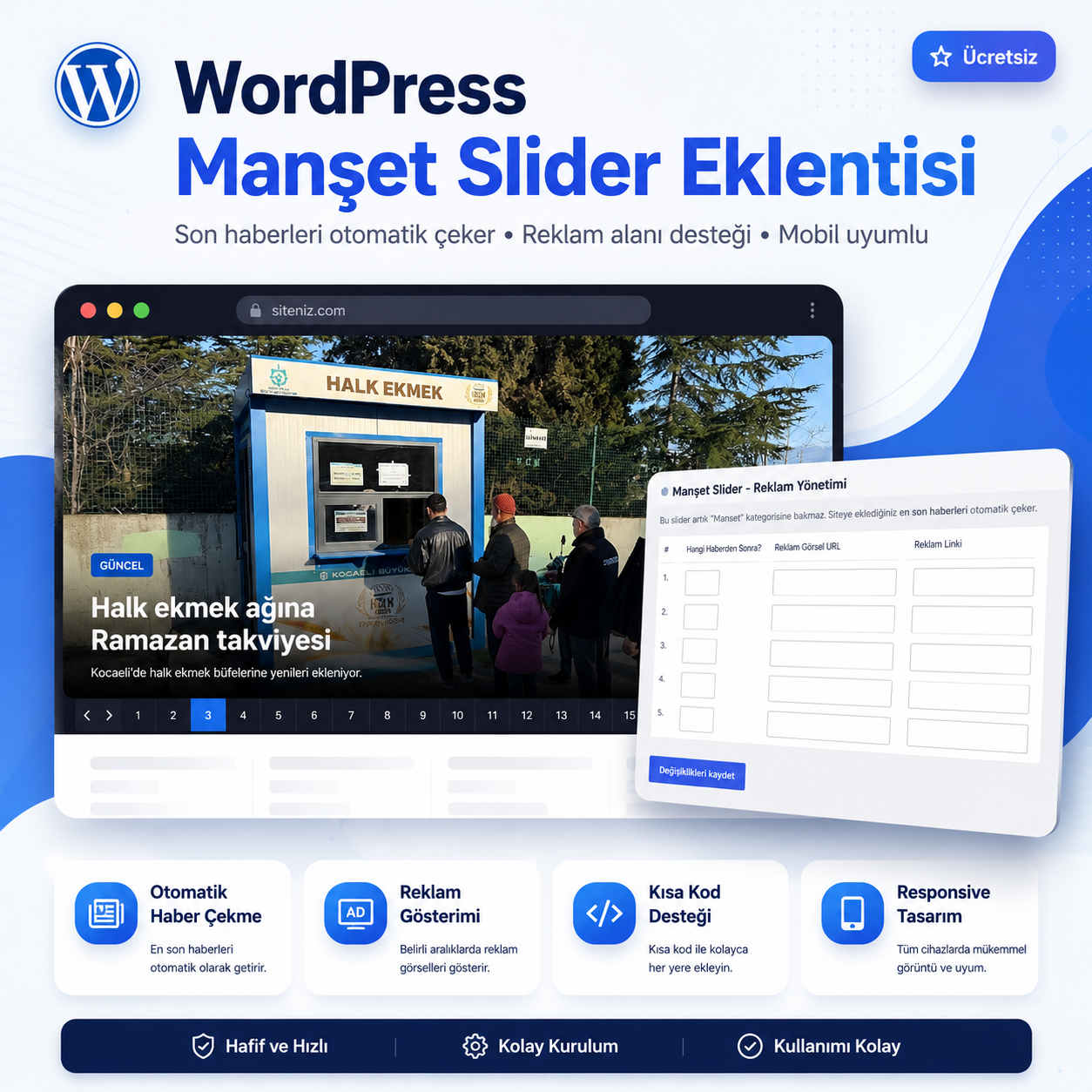 WordPress Reklam Alanlı Otomatik Haber Manşet Slider Eklentisi